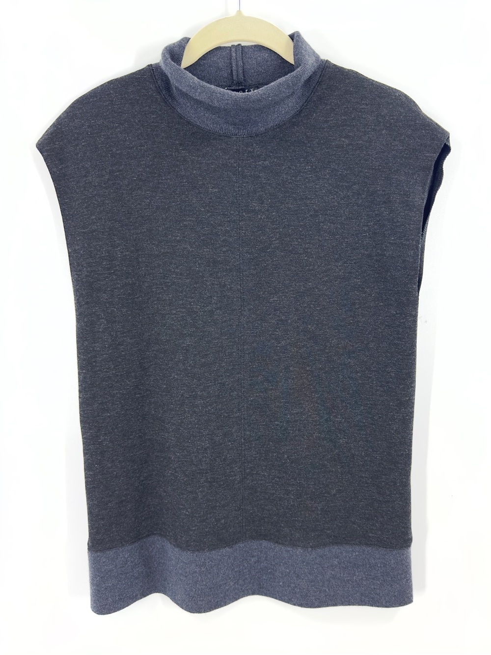 Theory Virgin Wool Turtleneck Sleeveless Sweater Tunic Top Medium Quiet Luxury